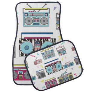 Set of various vintage cassette players. Retro 80s Car Floor Mat