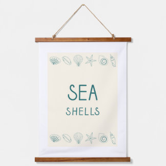 set of vector color seashell in a minimalist style hanging tapestry