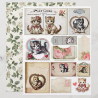 Set of Vintage Style Kittens and Ephemera
