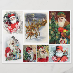 Set of Vintage Victorian era Santa Illustrations