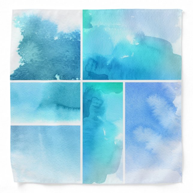 Set of watercolor abstract hand painted 2 bandana (Front)