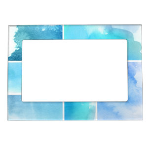 Set of watercolor abstract hand painted 2 magnetic photo frame