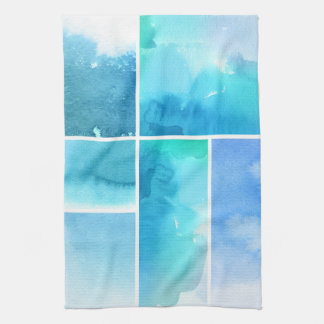 Set of watercolor abstract hand painted 2 towel