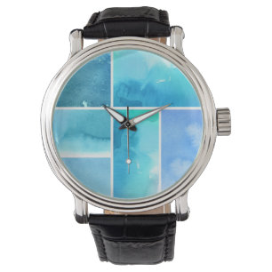 Set of watercolor abstract hand painted 2 watch