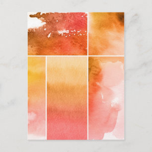 Set of watercolor abstract hand painted 4 postcard