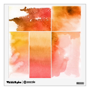 Set of watercolor abstract hand painted 4 wall sticker