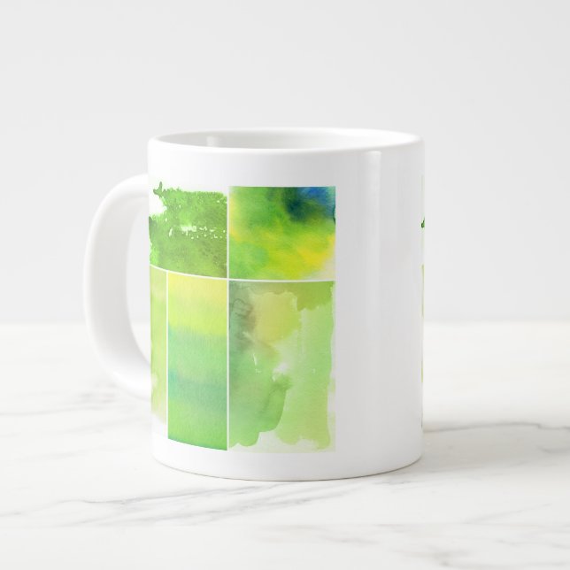 Set of watercolor abstract hand painted large coffee mug (Front Left)