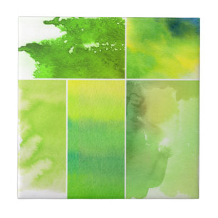 Set of watercolor abstract hand painted tile