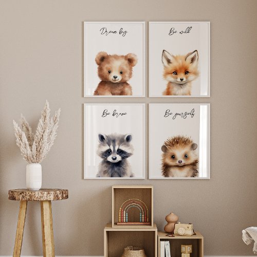 Set of Woodland Animal Portret Nursery