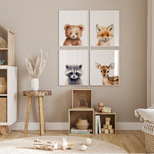 Set of Woodland Animal Portret Nursery
