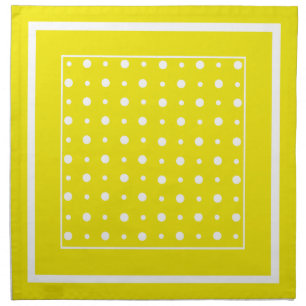 Set of Yellow Cloth Napkins with White Polka Dots