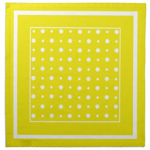 Set of Yellow Cloth Napkins with White Polka Dots