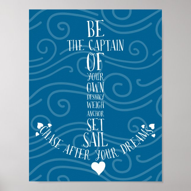 Set Sail & Chase Your Dreams Nautical Quote Anchor Poster (Front)