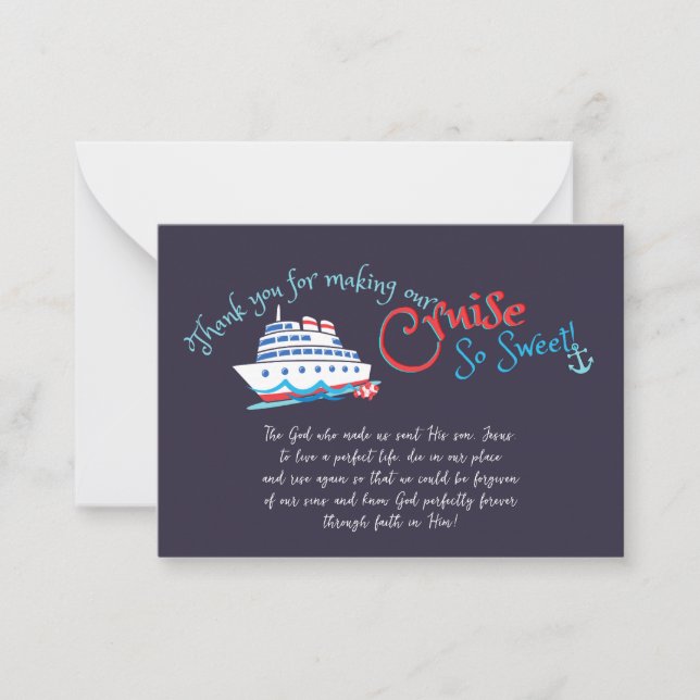 Set Sail Cruise Thanks to Crew Note Card (Front)