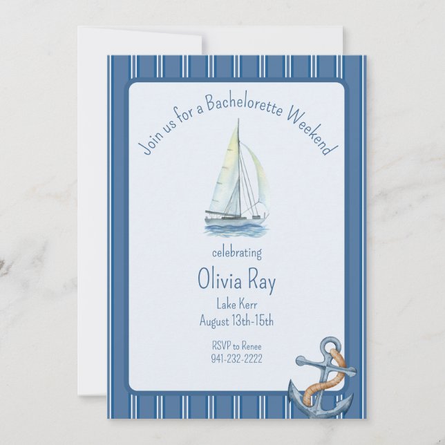 Set Sail for a Bachelorette Weekend Invitation  (Front)