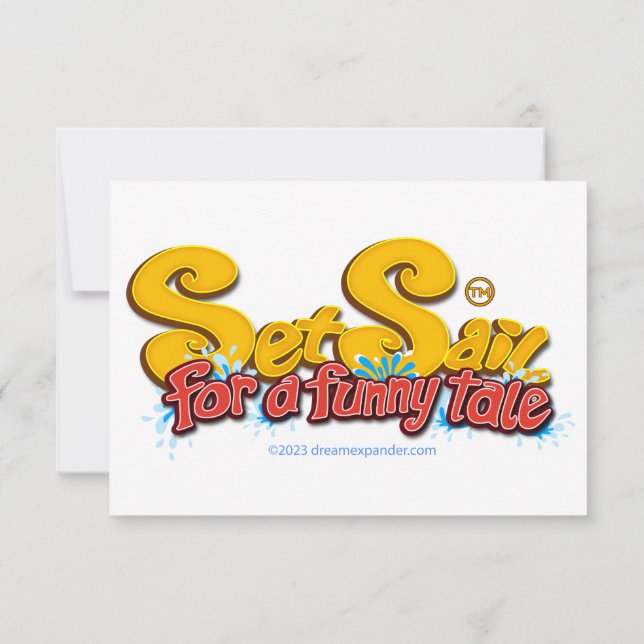 Set Sail for a Funny Tale Flat Thank You Card (Back)
