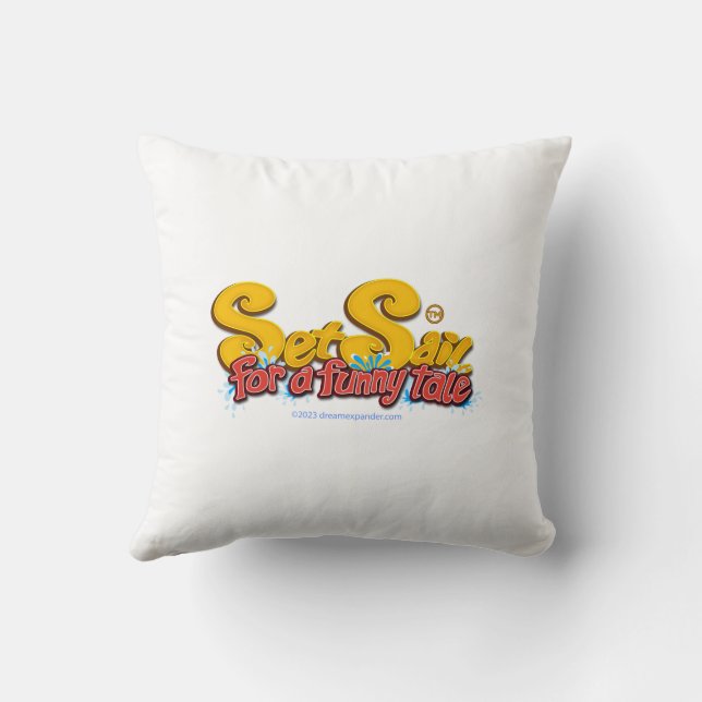 Set Sail for a Funny Tale  Throw Pillow (Back)
