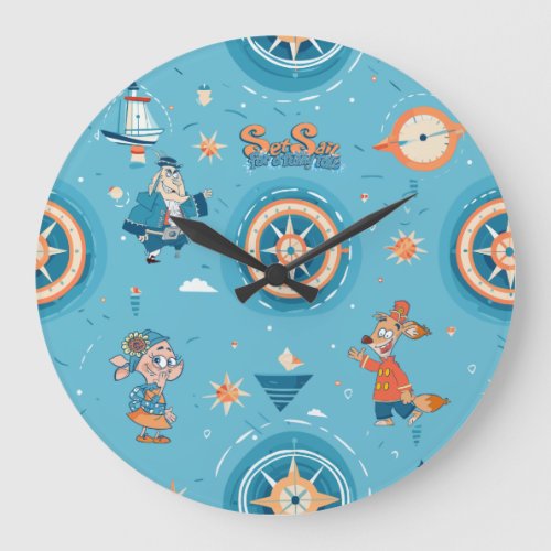 Set Sail for a Funny Tale wrap  Large Clock