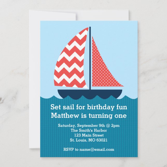 Set Sail for Birthday Fun Invitation (Front)