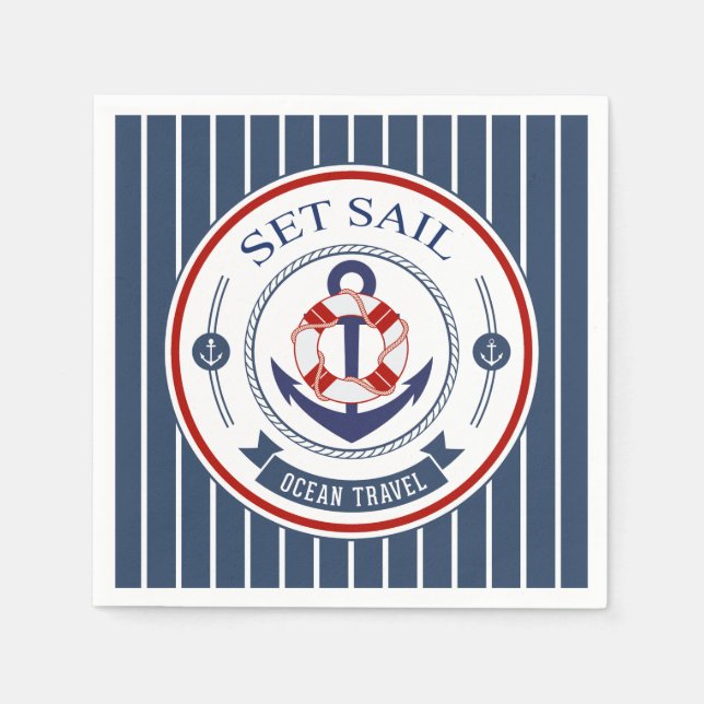 Set Sail Ocean Travel Nautical Napkins (Front)