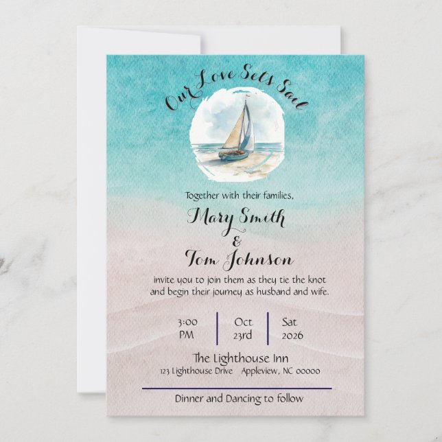 Set Sail Wedding Invitation  (Front)