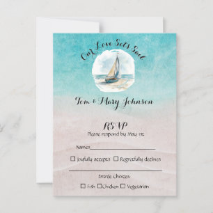 Set Sail Wedding RSVP Postcard
