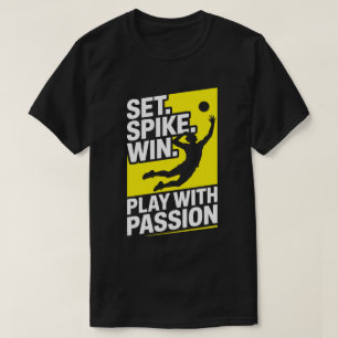 Set Spike Win Volleyball Tee