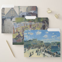 Set Three File Folders Impressionist Paris Scenes