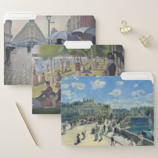 Set Three File Folders Impressionist Paris Scenes