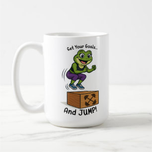 Set Your Goals and Jump – Female Frog Workout Coffee Mug