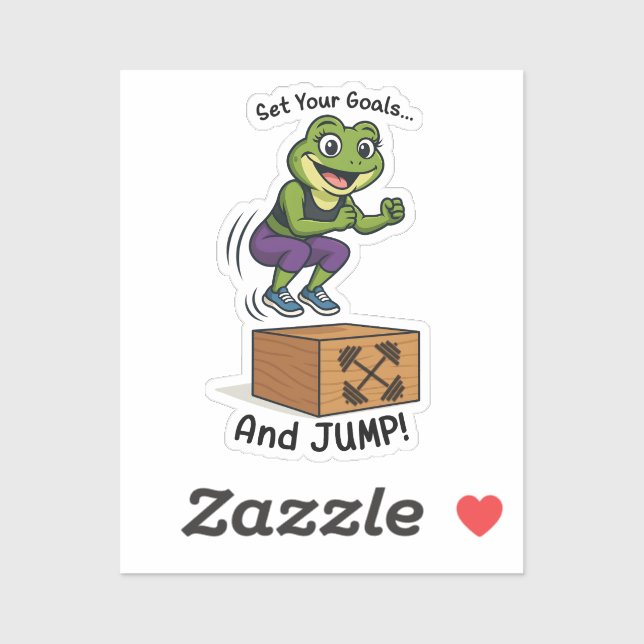 Set Your Goals and Jump – Female Frog Workout Sticker (Sheet)