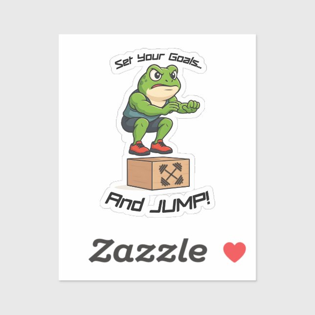 Set Your Goals And Jump - Male Frog Box Jump Sticker (Sheet)