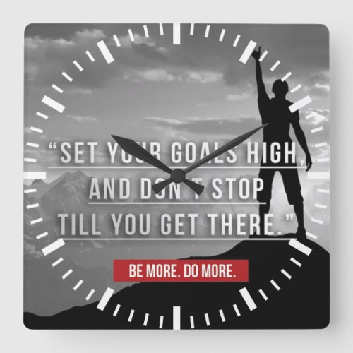 Set Your Goals High _ Motivational Square Wall Clock