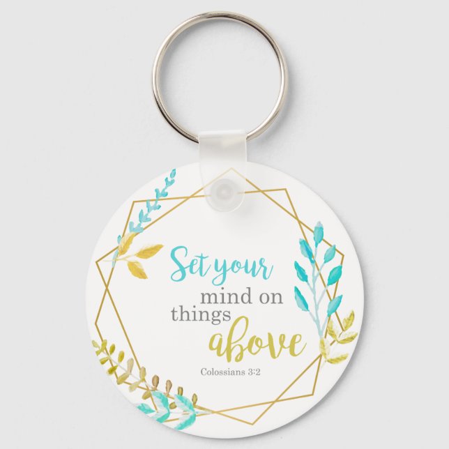 Set your mind on things above Christian chic Bible Keychain (Front)