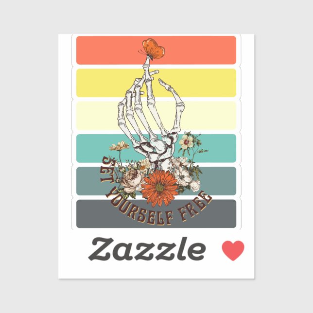 Set Yourself Free - Skeleton Flowers Butterfly Sticker (Sheet)