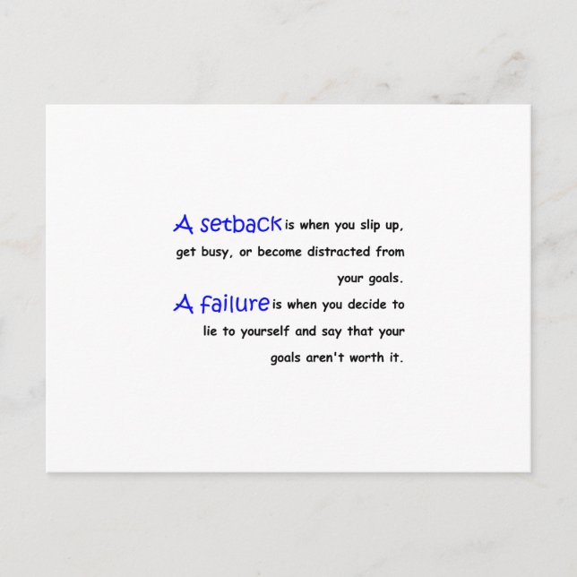 Setback Vs. Failure Postcard (Front)