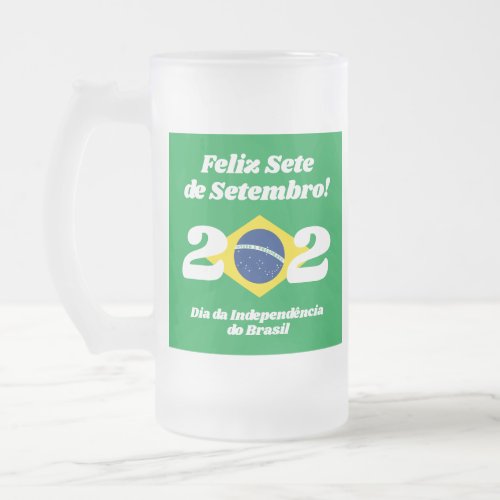 Sete de Setembro Independence Day Brazil Flag Frosted Glass Beer Mug