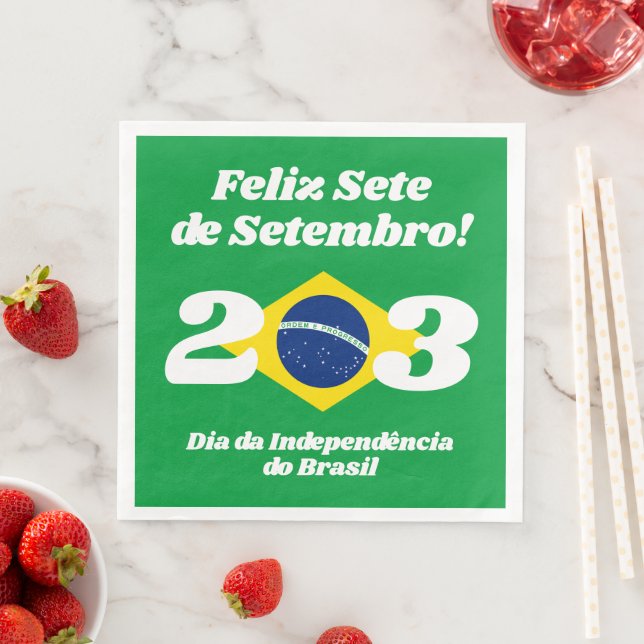 Sete de Setembro Independence Day Brazil Flag Paper Dinner Napkins (Insitu)