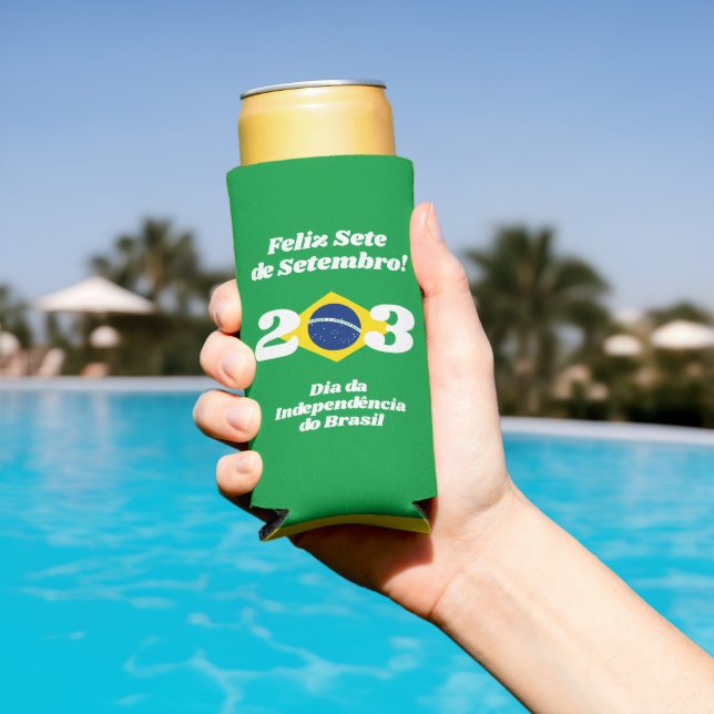Sete de Setembro Independence Day Brazil Flag Seltzer Can Cooler (In Situ Pool)
