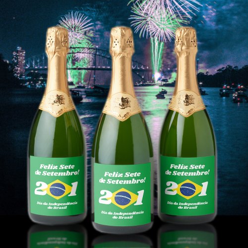 Sete de Setembro Independence Day Brazil Flag Sparkling Wine Label