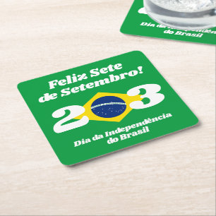Sete de Setembro Independence Day Brazil Flag Square Paper Coaster