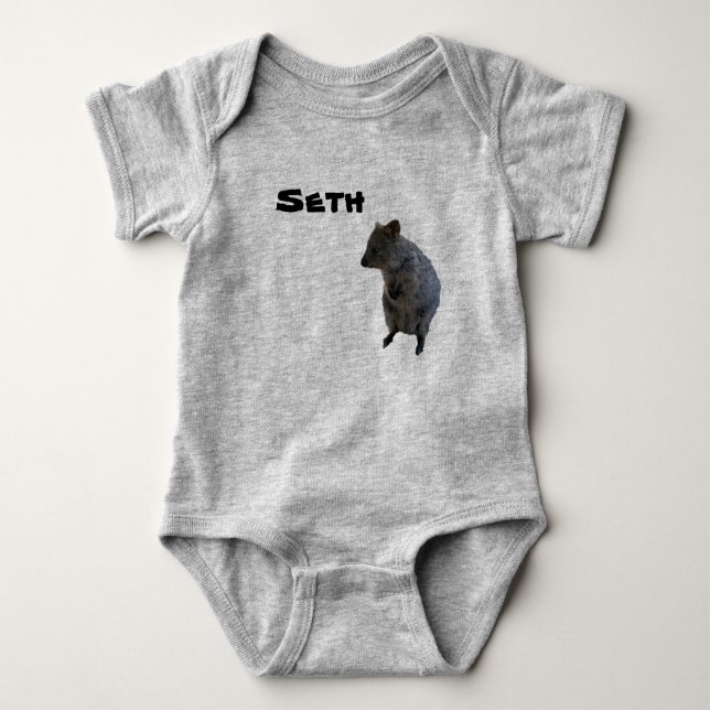 Seth Name With Aussie Quokka, Baby Bodysuit (Front)