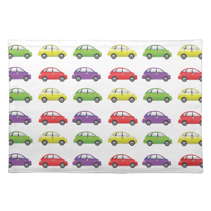 SetofFourCarVector1 COLOURFUL CARTOON CARS FUN TRA Placemats