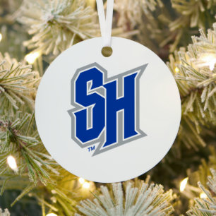 Seton Hall SH Metal Ornament