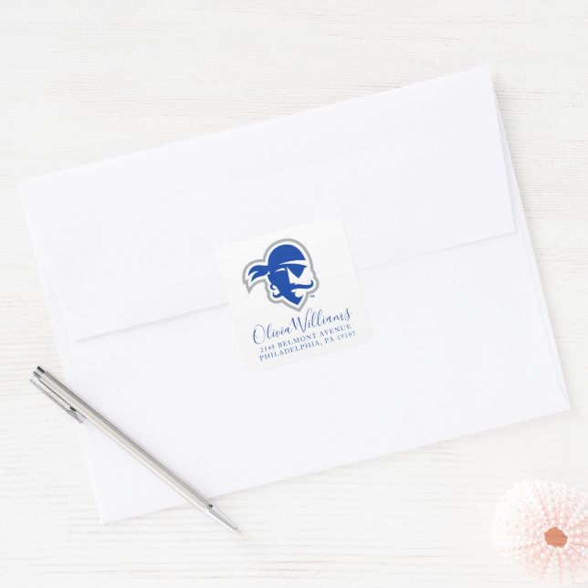 Seton Hall University Pirates | Add Your Address Square Sticker (Envelope)