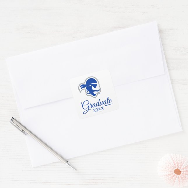 Seton Hall University Pirates | Graduation Square Sticker (Envelope)