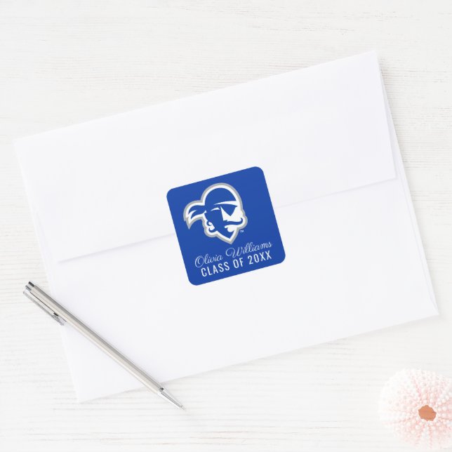 Seton Hall University Pirates | Graduation Square Sticker (Envelope)