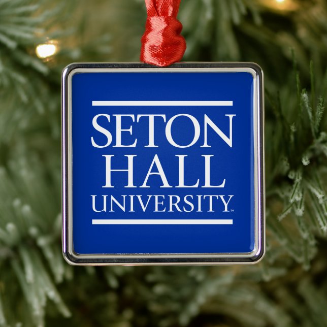 Seton Hall University Words Metal Ornament (Tree)