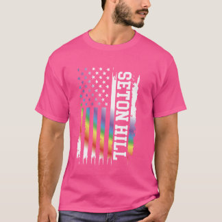 Seton Hill United States Distressed Rainbow w US F T-Shirt