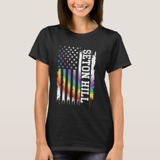 Seton Hill United States Distressed Rainbow w US F T-Shirt